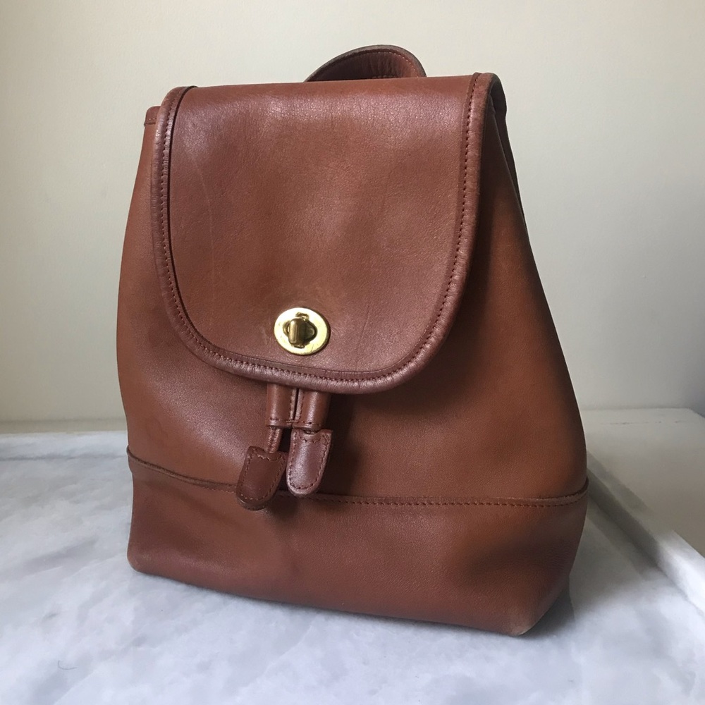 Vintage Coach Mini Backpack in Tan Leather